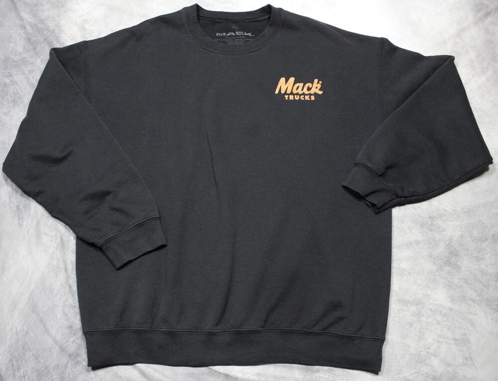 Mack Trucks Sweatshirt Mens L Black Fleece Pullover Bulldog Graphic Distressed
